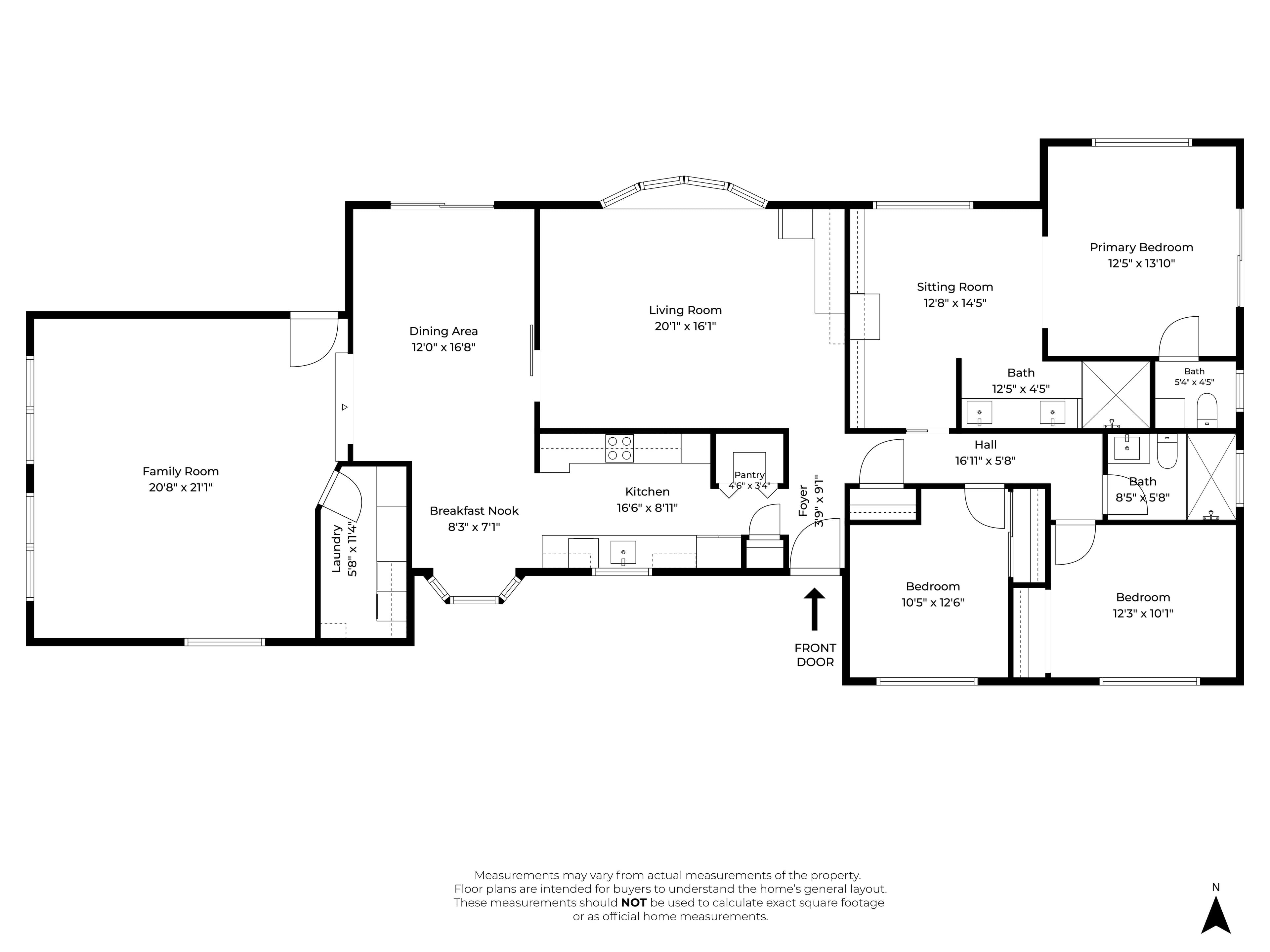 Floor plan of 48 Kingston Place, a single level.